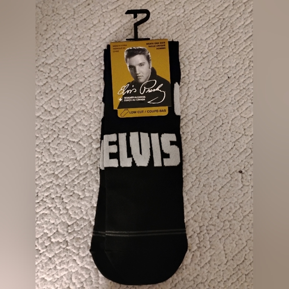 Black Casual Crew Socks with Elvis Branding